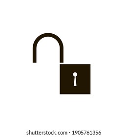 Open lock icon. Solid style for web template and app. Security, black, business, button, code, computer, element, keyhole, vector illustration design on white background. EPS 10