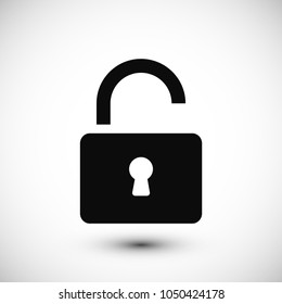 Open lock icon, stock vector illustration flat design style