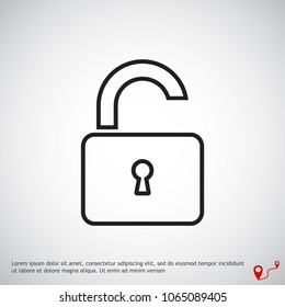 Open lock icon, stock vector illustration flat design style