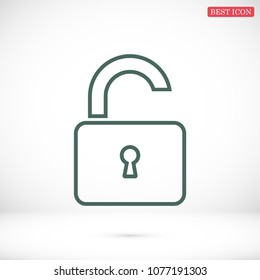Open lock icon, stock vector illustration flat design style