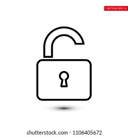 Open lock icon, stock vector illustration flat design style