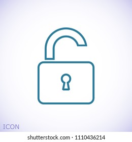 Open lock icon, stock vector illustration flat design style