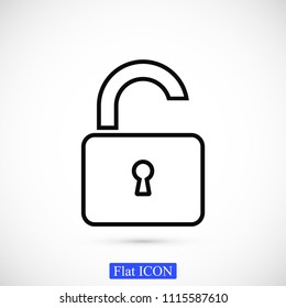 Open lock icon, stock vector illustration flat design style