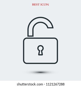 Open lock icon, stock vector illustration flat design style