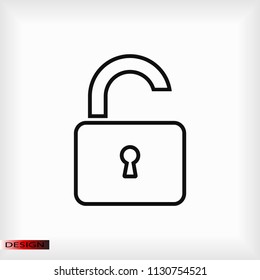 Open lock icon, stock vector illustration flat design style