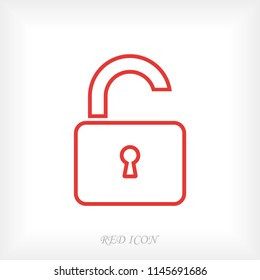 Open lock icon, stock vector illustration flat design style