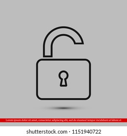 Open lock icon, stock vector illustration flat design style