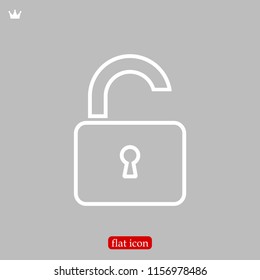 Open lock icon, stock vector illustration flat design style