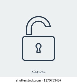 Open lock icon, stock vector illustration flat design style