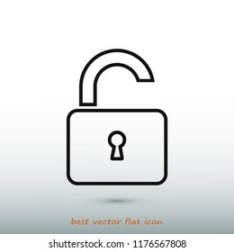 Open lock icon, stock vector illustration flat design style