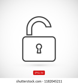 Open lock icon, stock vector illustration flat design style