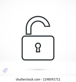 Open lock icon, stock vector illustration flat design style
