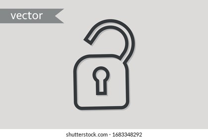 Open lock icon, stock vector illustration flat design style