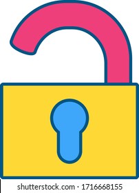 Abrir icono de bloqueo, Desbloquear la ilustración del vector de seguridad y seguridad del reloj. Tipo Psicológico Extrovertido. Diseño simple de símbolo de protección de datos. Concepto de privacidad web e información