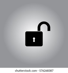 Open lock icon, unlock vector illustration