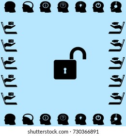 Open lock icon, unlock vector illustration