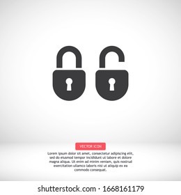 OPEN lock icon. Vector Eps 10 . Lorem Ipsum Flat Design padlock