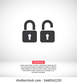 OPEN lock icon. Vector Eps 10 . Lorem Ipsum Flat Design padlock
