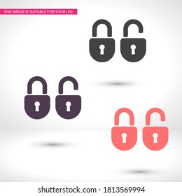 OPEN lock icon. Vector  Eps 10 . Lorem Ipsum Flat Design padlock
