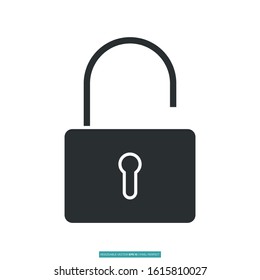 open lock icon vector illustration logo template for many purpose. Isolated on white background.