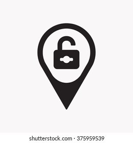 Open lock icon, vector illustration. Flat design 