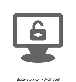 Open lock icon, vector illustration. Flat design style