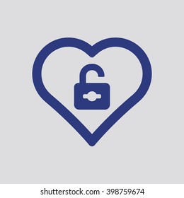 Open lock  icon, vector illustration. Flat design style