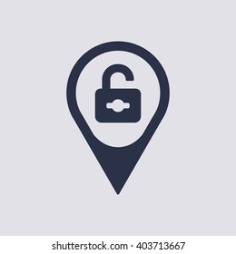 Open lock  icon, vector illustration. Flat design style