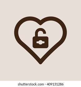 Open lock  icon, vector illustration. Flat design style