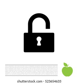 Open Lock Icon, Vector Illustration