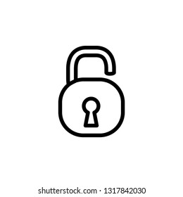 Open Lock Line Icon In Flat Style Vector For Apps, UI, Websites. Lock Line Vector Illustration.