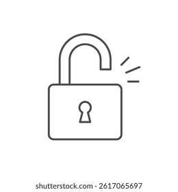 Open lock line outline icon