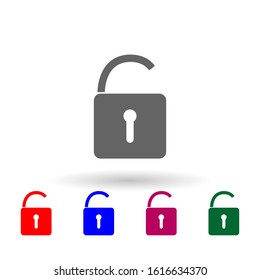 Open lock multi color icon. Simple glyph, flat vector of web icons for ui and ux, website or mobile application