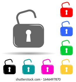 open lock multi color style icon. Simple glyph, flat vector of lock and keys icons for ui and ux, website or mobile application