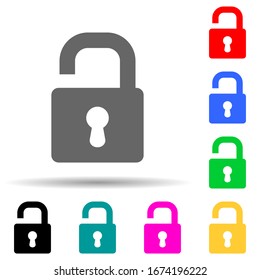 open lock multi color style icon. Simple thin line, outline vector of web icons for ui and ux, website or mobile application