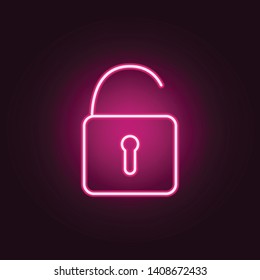 open lock neon icon. Elements of web set. Simple icon for websites, web design, mobile app, info graphics