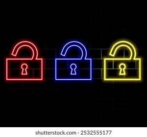 open lock neon icon. Elements of web set. Simple icon for websites, web design, mobile app, info graphics.