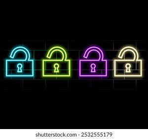 open lock neon icon. Elements of web set. Simple icon for websites, web design, mobile app, info graphics.3