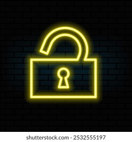 open lock neon icon. Elements of web set. Simple icon for websites, web design, mobile app, info graphics.4.