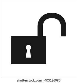 Open lock sign simple icon on  background