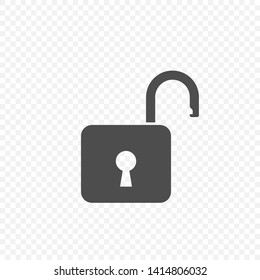 Open lock sign. Simple Password security symbol, unlock icon Vector illustration