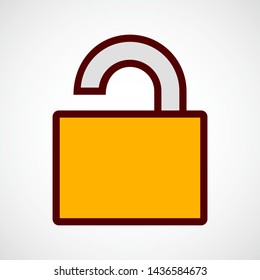 Open Lock. Simple Vector Color Icon 