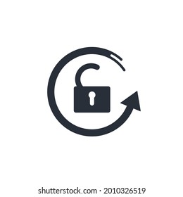 Open lock and stream. Opened to expand the boundaries possibility. Vector icon isolated on white background.