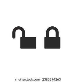 Icono de candado abierto y bloqueado sin tecleo con fondo blanco