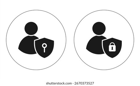 Ícones de cadeado abertos e bloqueados e ícones do usuário, adequados para ícones de segurança de dados.