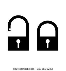 Open and locked padlock lock icon design with bold style