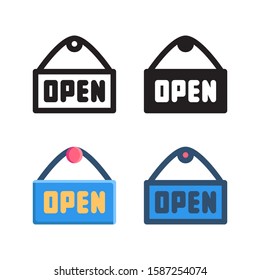 Open logo icon design in four style. Line, Glyph, Flat and Color Line style