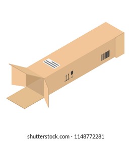 Open long box icon. Isometric of open long box vector icon for web design isolated on white background