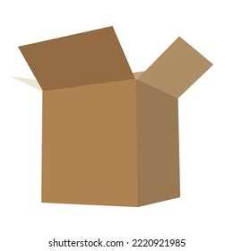 open long cardboard box for mail or for moving, isolated object on white background, vector illustration, eps