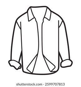open long sleeve shirt, simple black and white vector